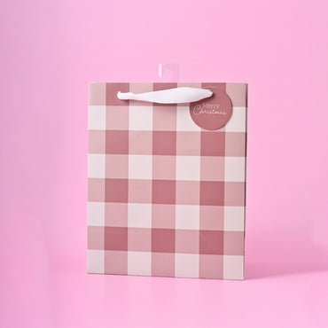 Chistmas Small Gift Bag - Berry Gingham