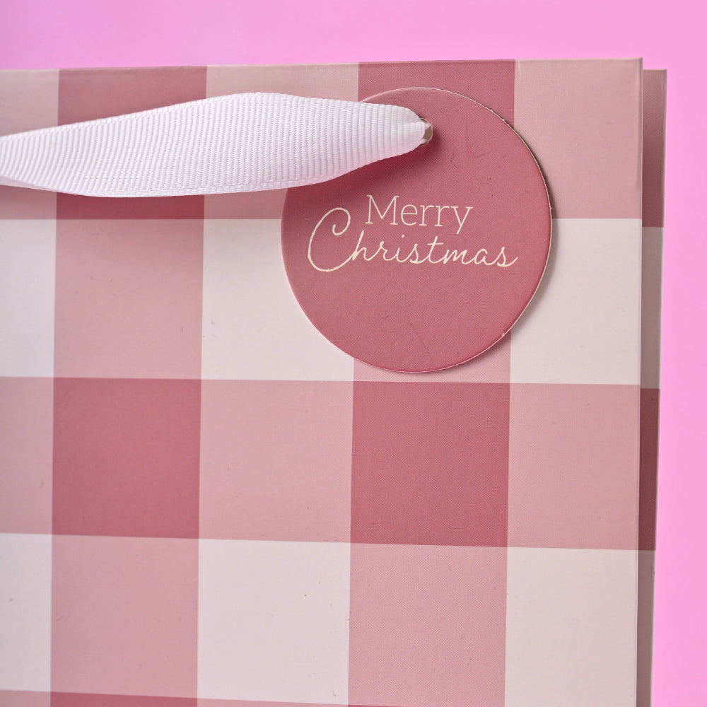 Chistmas Small Gift Bag - Berry Gingham