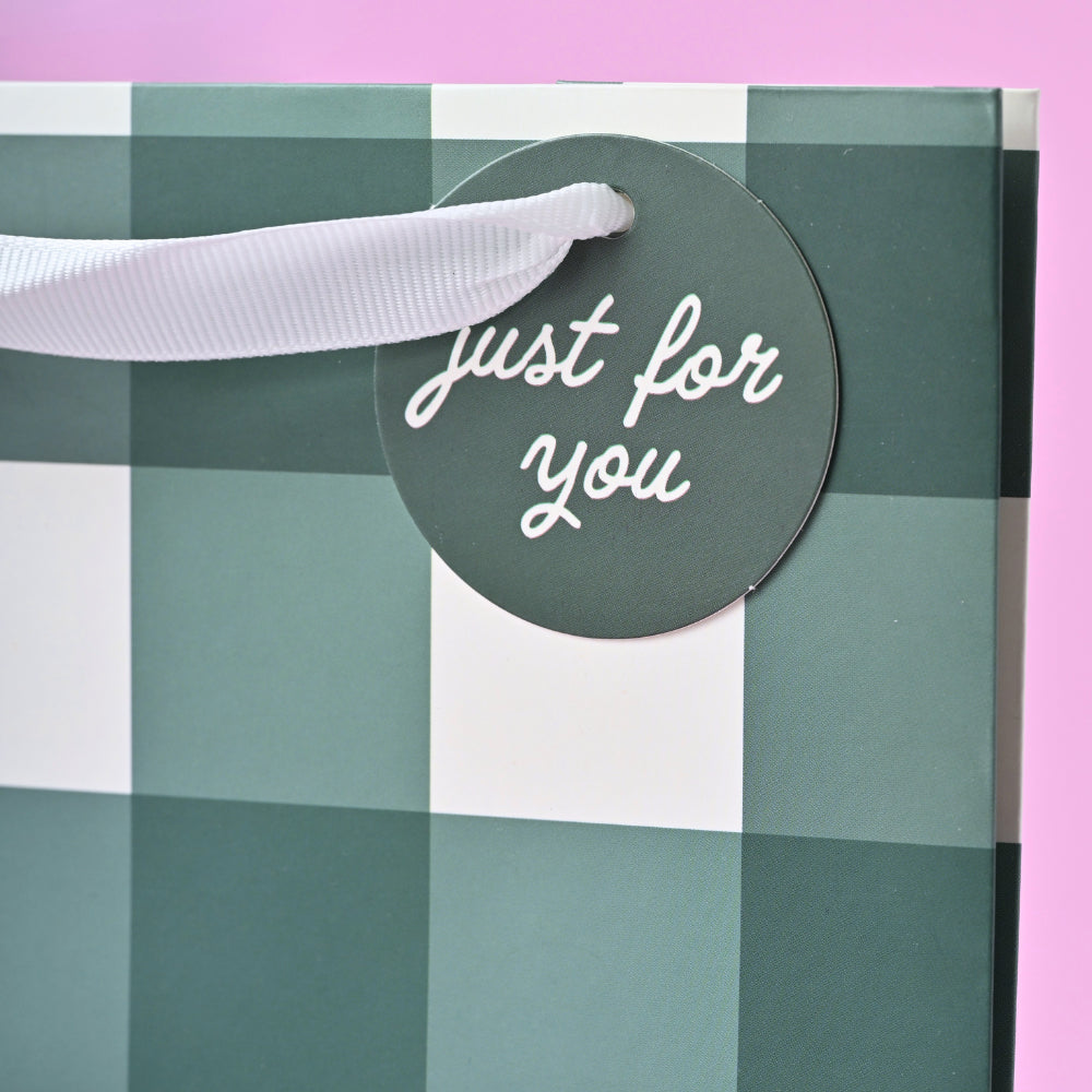 Chistmas Small Gift Bag - Forest Green Gingham