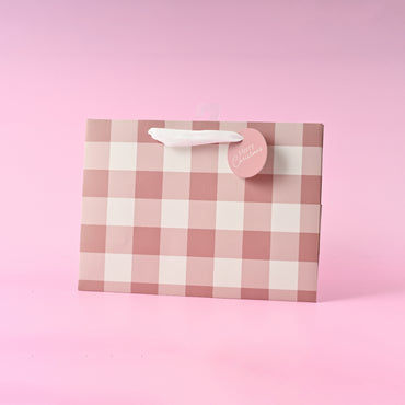 Christmas Medium Gift Bag - Berry Gingham