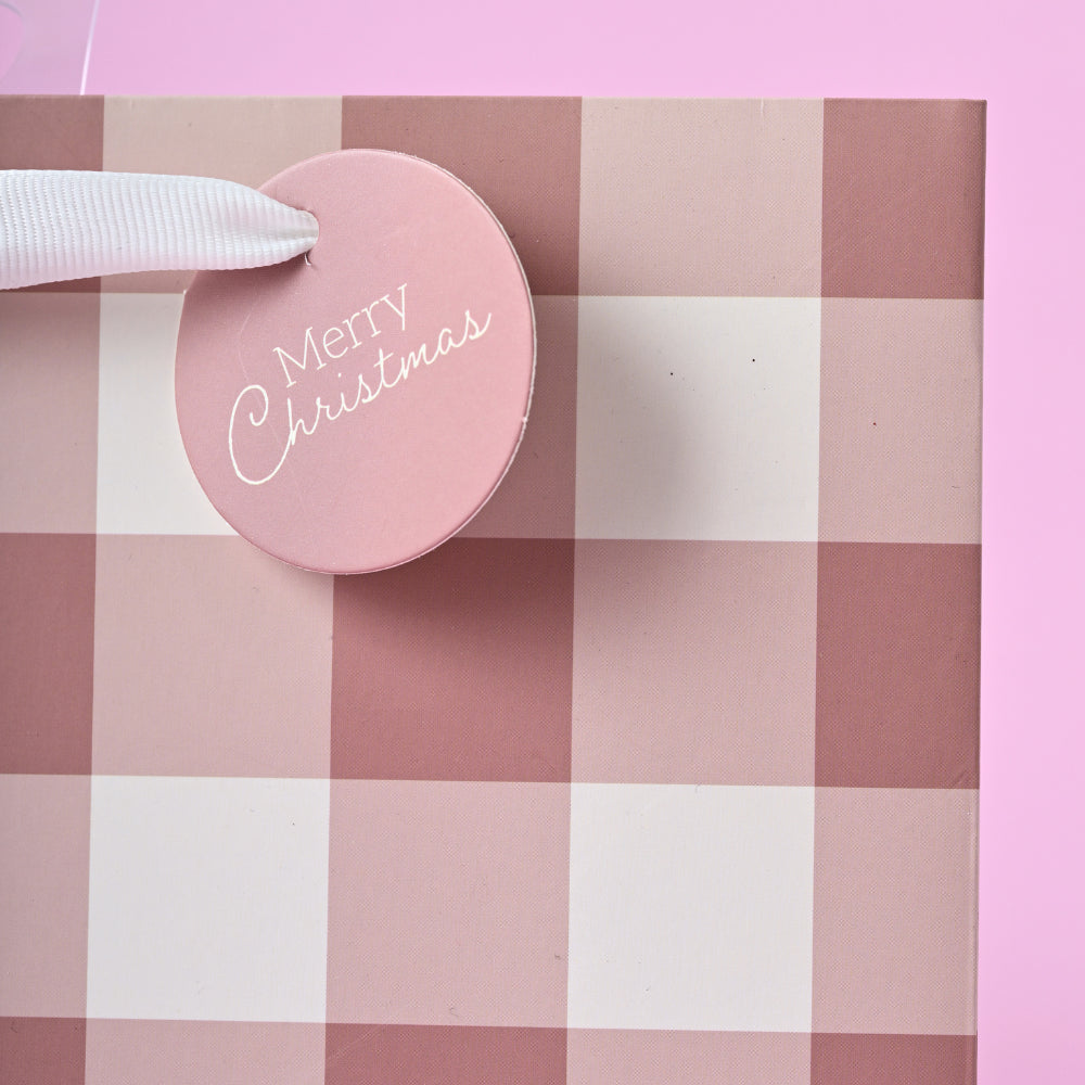 Christmas Medium Gift Bag - Berry Gingham