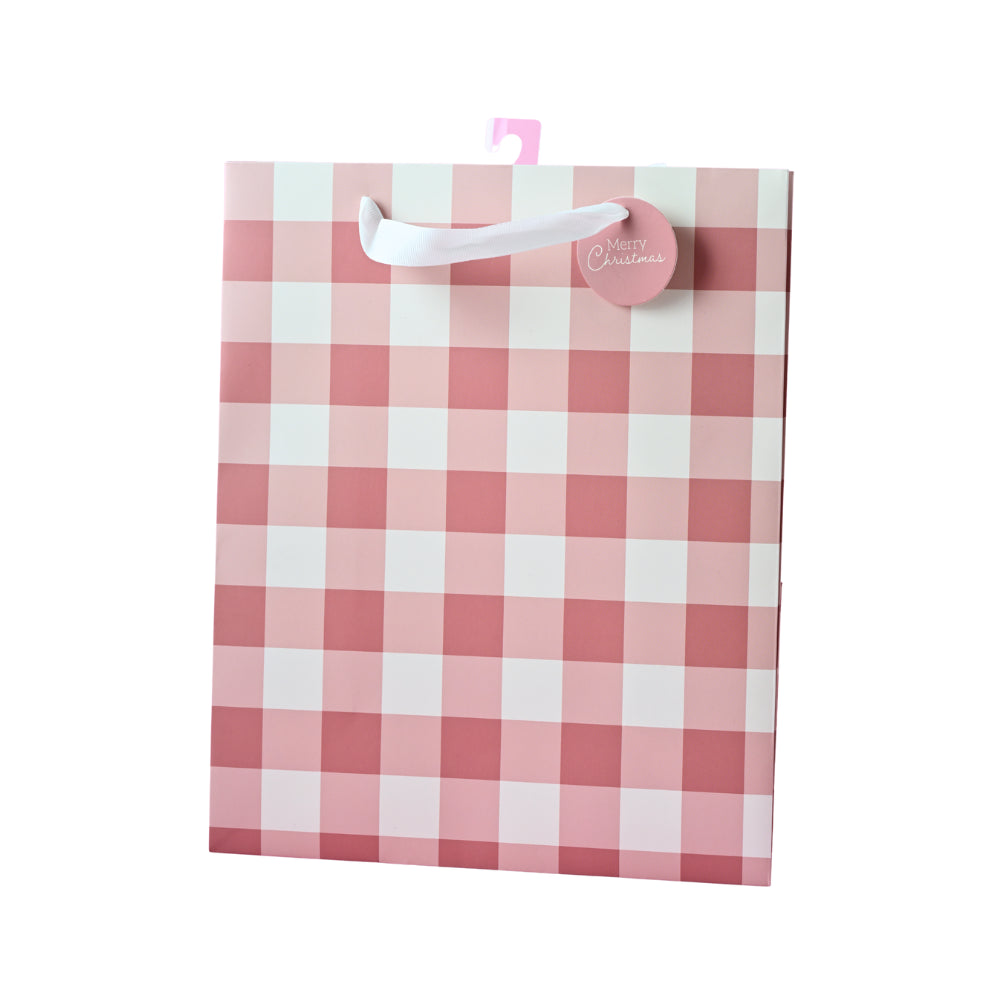 Christmas Large Gift Bag - Berry Gingham