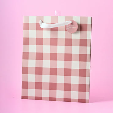 Christmas Large Gift Bag - Berry Gingham