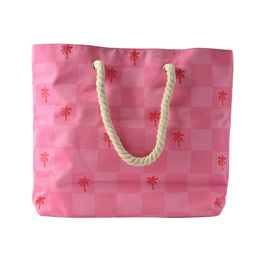 Soleil Series Beach Tote - PALM CHECK