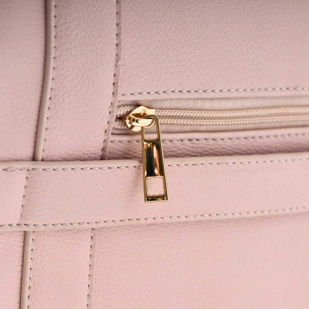 Blossoms Series Structured Tote Bag - BEIGE PINK