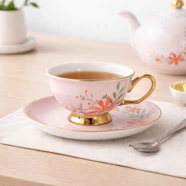 K&Co. Plumberry Series Porcelain Tea Cup & Saucer - PLUMBERRY