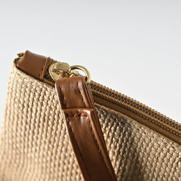 K&Co Sorrento Straw Zip Pouch - NATURAL