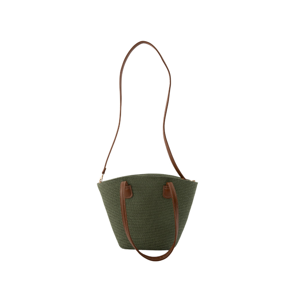 K&Co Sorrento Straw Tote Bag Mini - KHAKI
