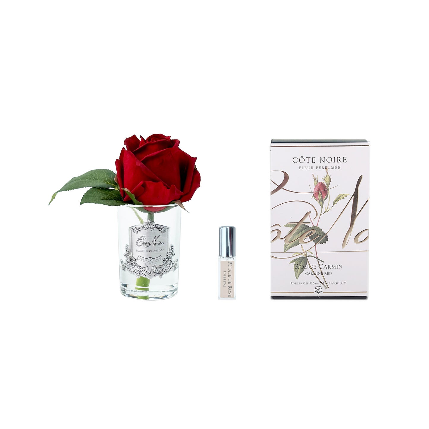 Cote Noire Rose Bud - Clear Silver - Carmine Red