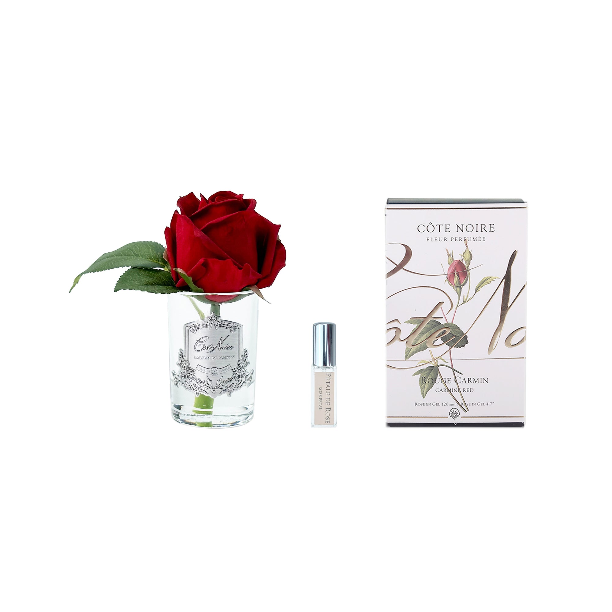 Cote Noire Rose Bud - Clear Silver - Carmine Red