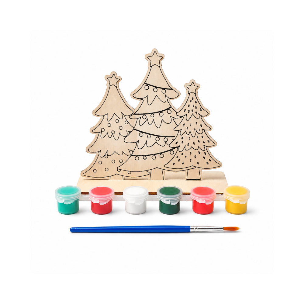 Christmas Kids Paint Your Own Wooden Scene - TREES
