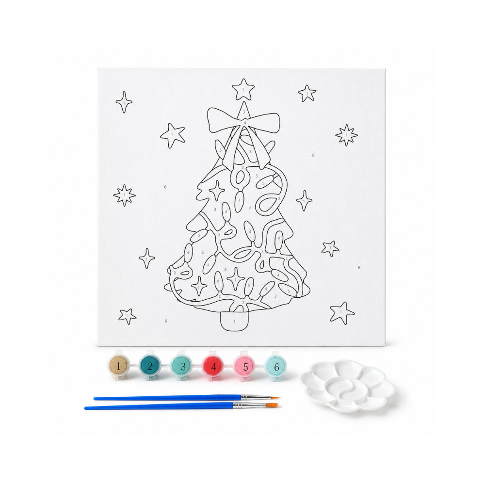 Christmas Kids PBN 30x30 Canvas - TREE