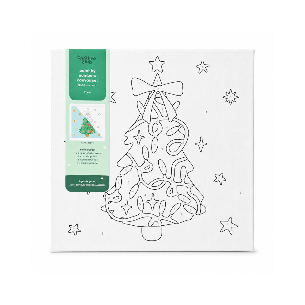 Christmas Kids PBN 30x30 Canvas - TREE