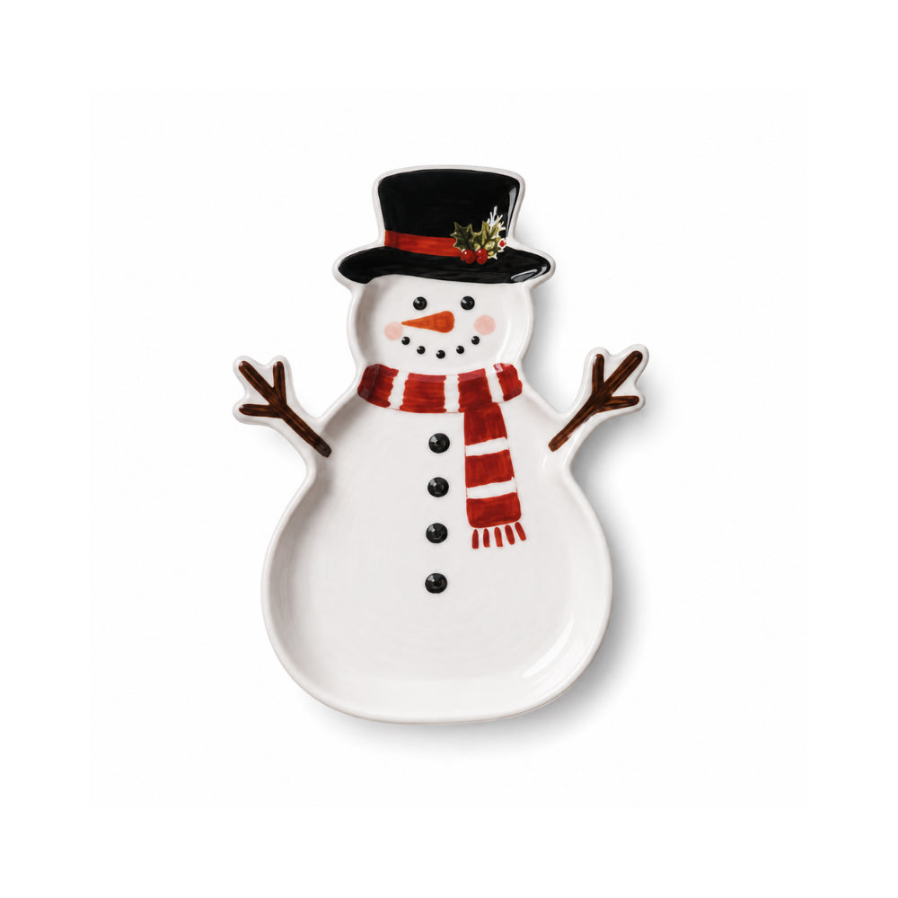 Christmas Kids Paint Your Own Ceramic Trinket Tray - SNOWMAN
