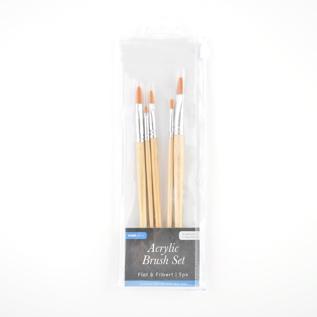 Acrylic Brushes Flat/Filbert 5pk