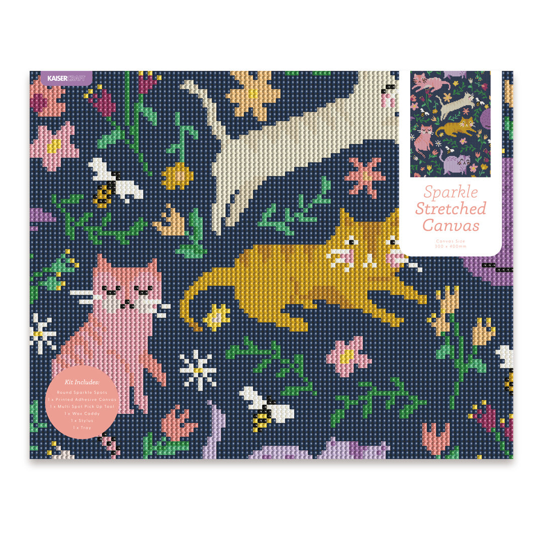 Stretched Canvas Sparkle Kits 30 x 40 cm - Happy Cats