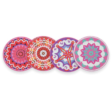 Sparkle 4Pk Coaster - Pink Mandalas