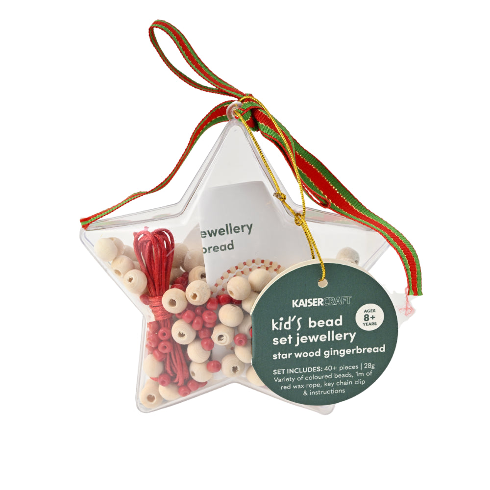 Christmas Bead Set Keychain Decorations - Star Wood Gingerbread