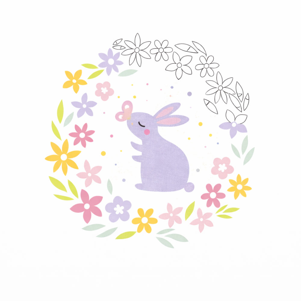 Kids Easter PBN Canvas 25x25 - BUNNY WREATH