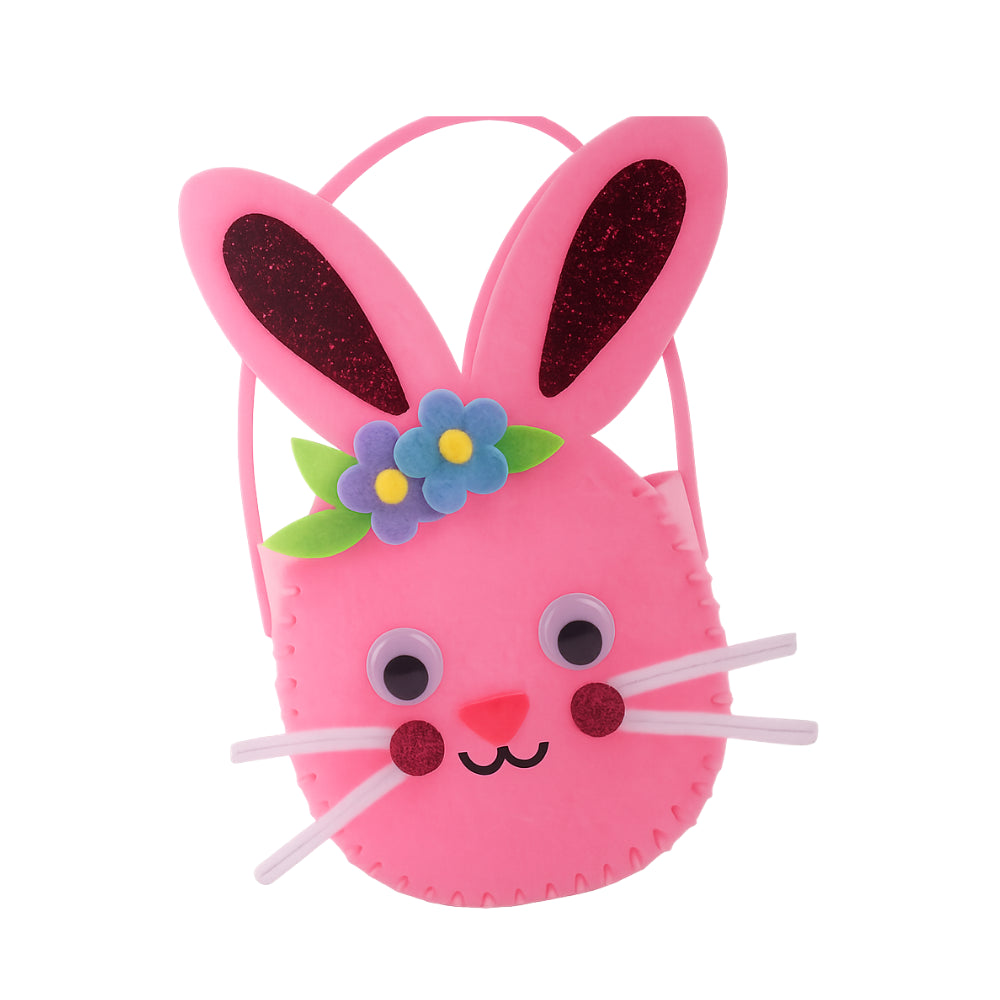 Kids Easter MYO Felt Basket - CIRCLE PINK RABBIT