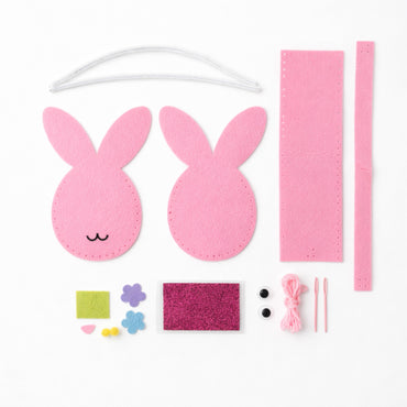Kids Easter MYO Felt Basket - CIRCLE PINK RABBIT