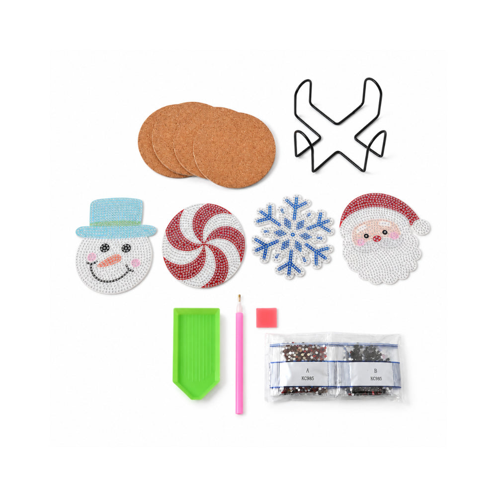 Christmas Sparkle Coasters Kit 4 Pack - FESTIVE