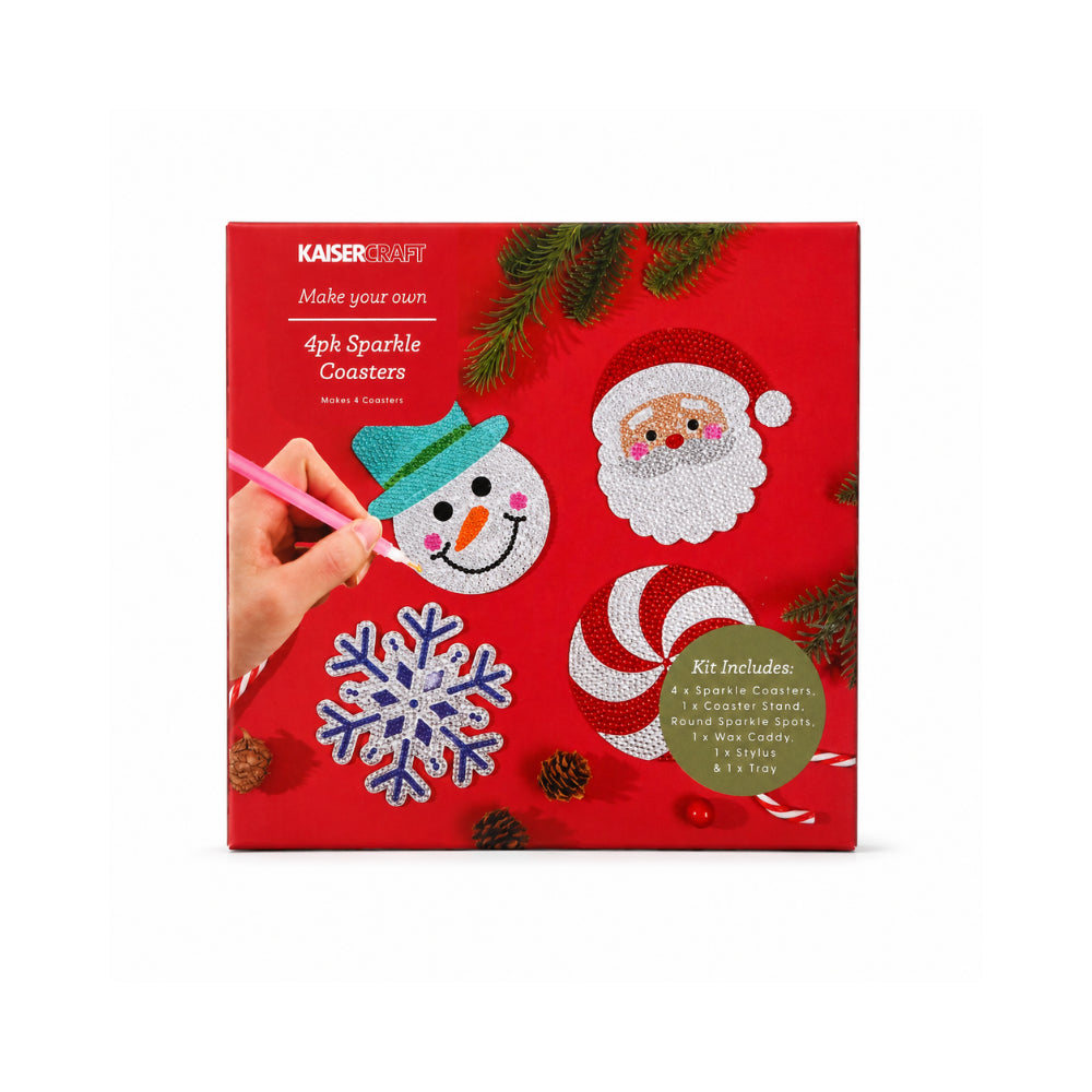 Christmas Sparkle Coasters Kit 4 Pack - FESTIVE