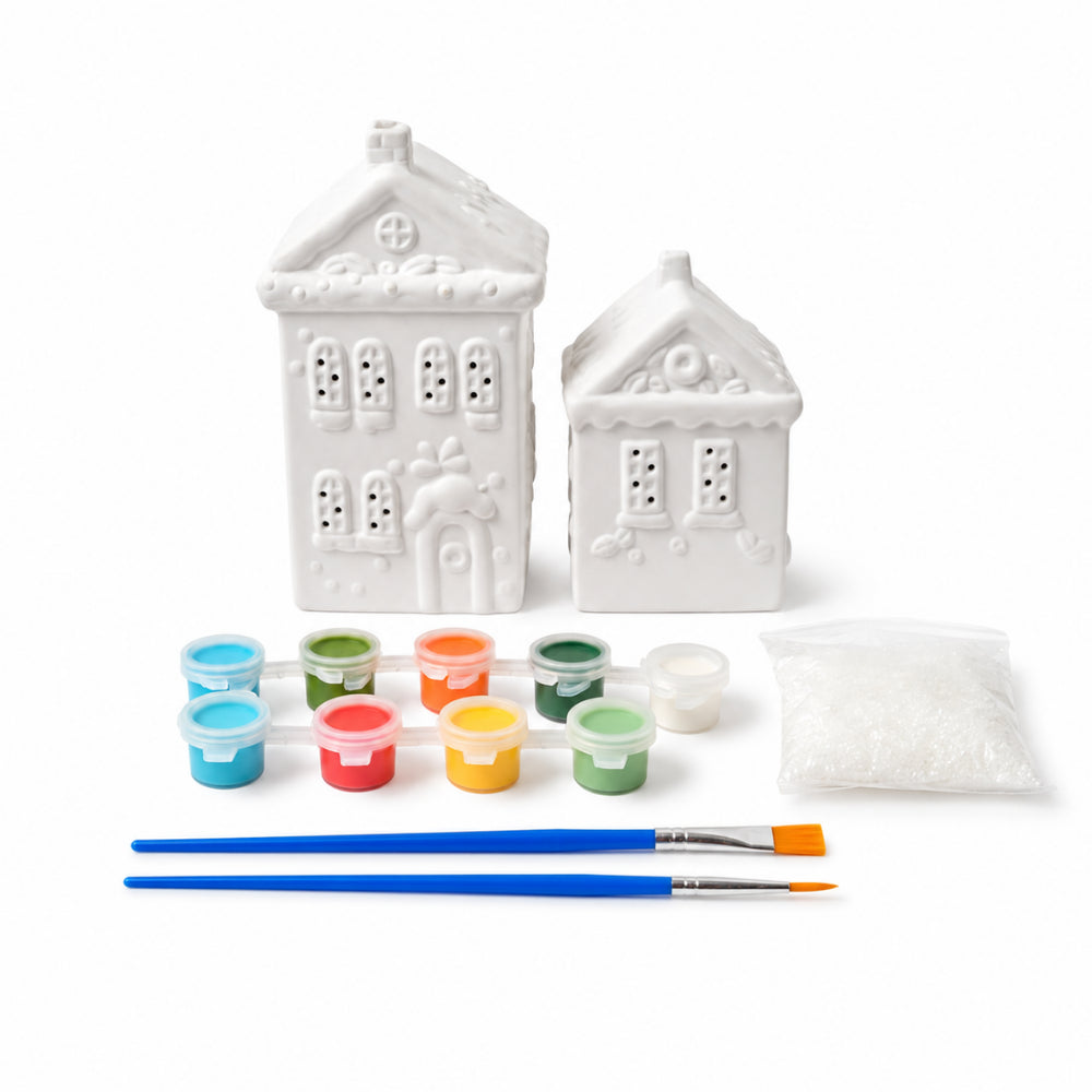 Christmas Paint Your Own Clay Decorations 2 Pack - HOUSES