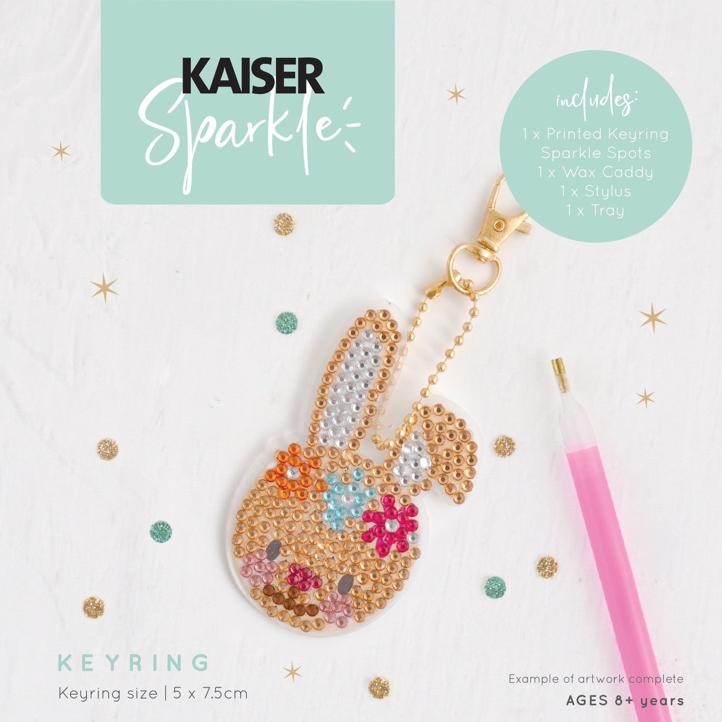 Kaiser Creative Club - Kids Sparkle Keyrings - RABBIT
