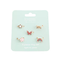 Ring Set 5Pc - Gold Flower