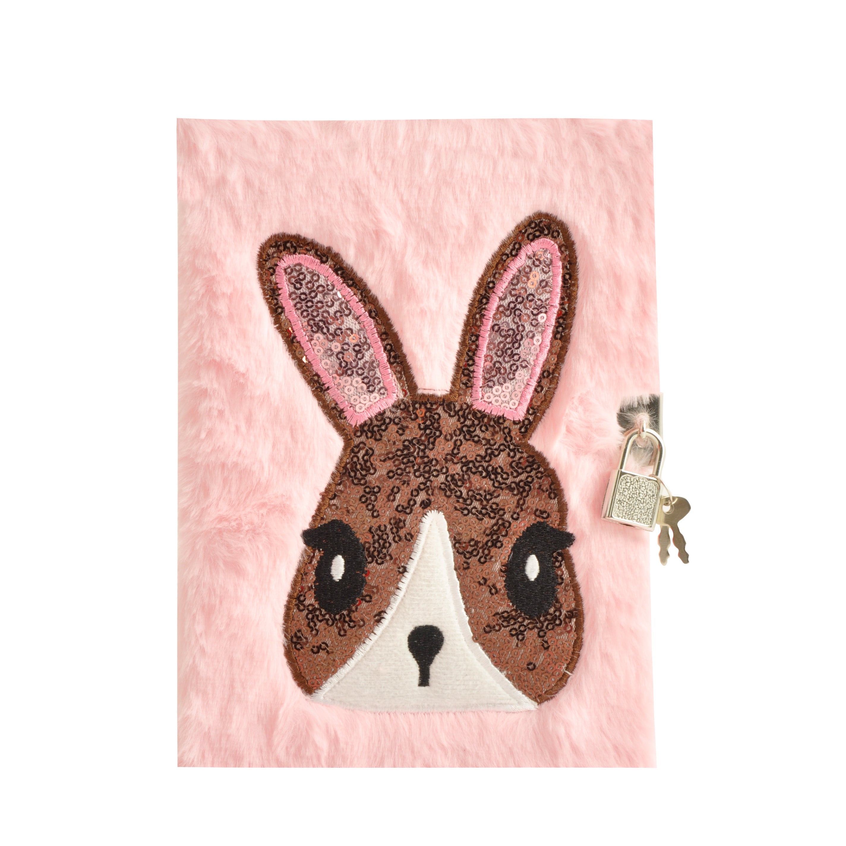 K Kids Fluffy Lockable Notebook - PINK BUNNY