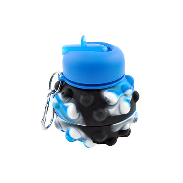 Fidget Collapsible Drink Bottle - Blue/Black Marble