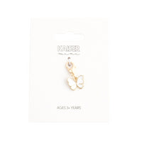 Charm - Gold White Butterfly