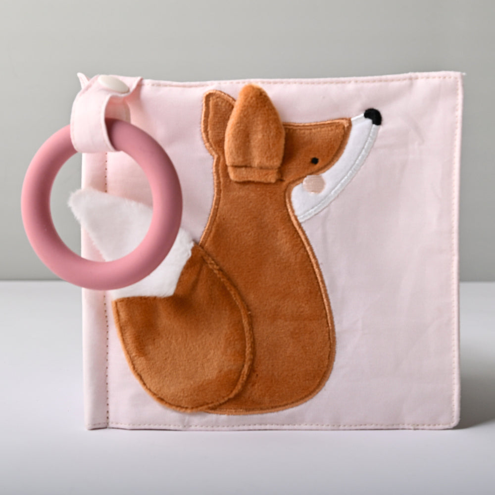 K Mini Baby Texture Book with Silicone Teether - WOODLANDS