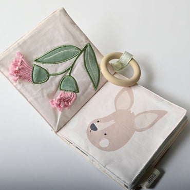 K Mini Baby Texture Book with Silicone Teether - AUSSIE