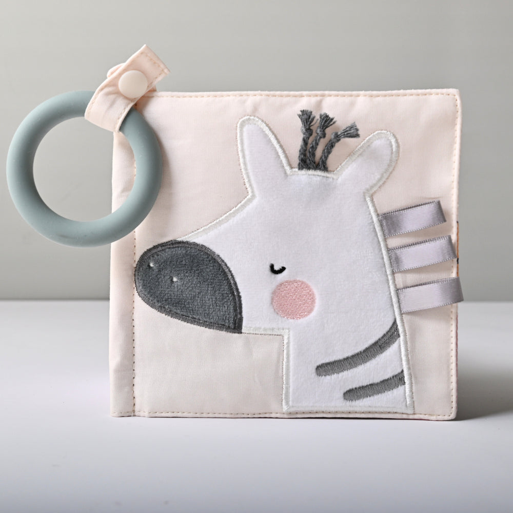 K Mini Baby Texture Book with Silicone Teether - SAFARI