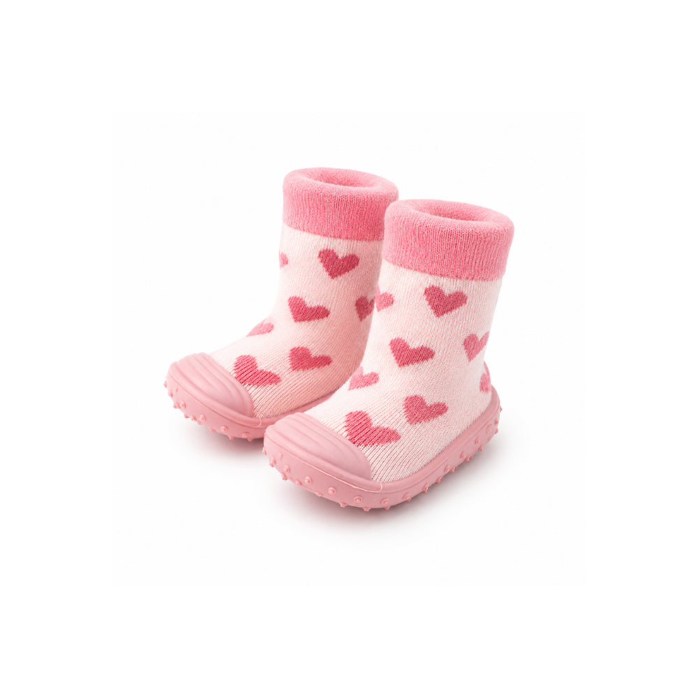 Peek-A-Boo Collection Baby Rubber Socks 6-12 months - HEARTS