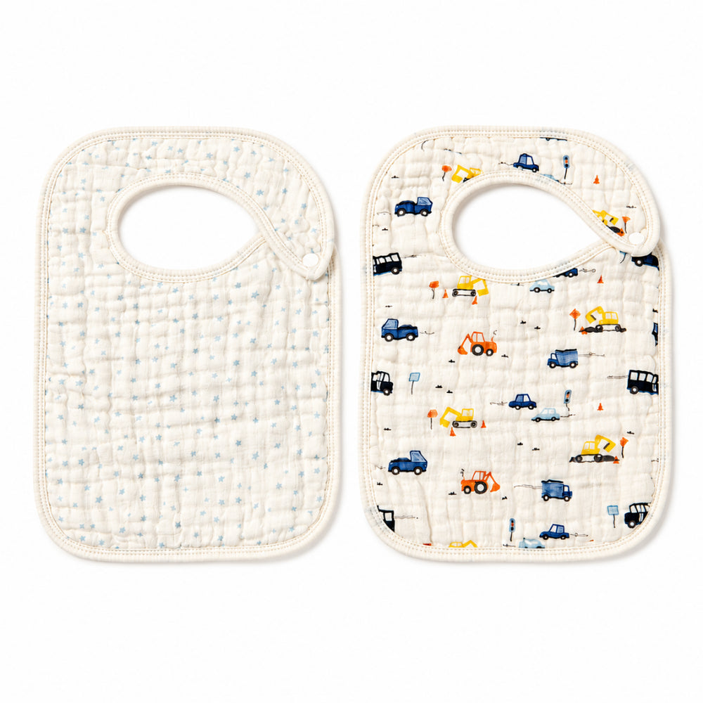 Peek-A-Boo Collection Baby 2pk Muslin Bib - CONSTRUCTION