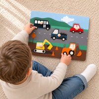 Peek-A-Boo Collection Baby Wooden Puzzle - CONSTRUCTION