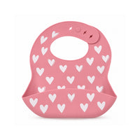 Peek-A-Boo Collection Baby Printed Silicone Bib - HEARTS