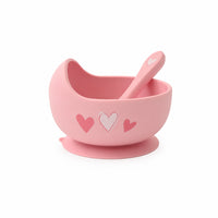 Peek-A-Boo Collection Baby Printed Silicone Bowl & Spoon - HEARTS