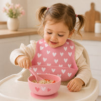 Peek-A-Boo Collection Baby Printed Silicone Bowl & Spoon - HEARTS