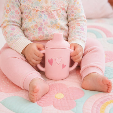 Peek-A-Boo Collection Printed Silicone Sippy Cup - HEARTS