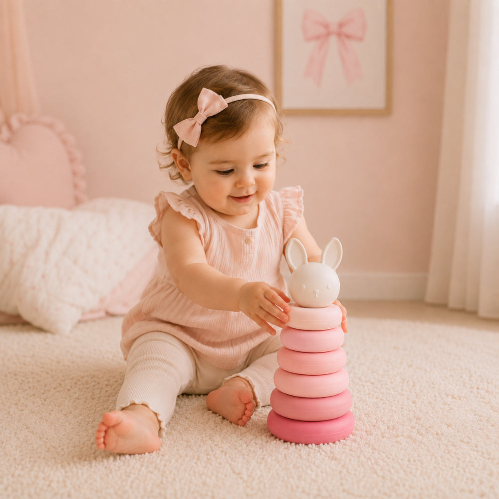Peek-A-Boo Collection Baby Silicone Stacker - BUNNY