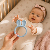 Peek-A-Boo Collection Baby Silicone Bunny Teether - PALE BLUE