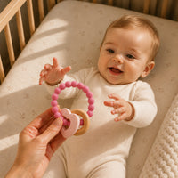 Peek-A-Boo Collection Baby Silicone Heart Teether - PINK