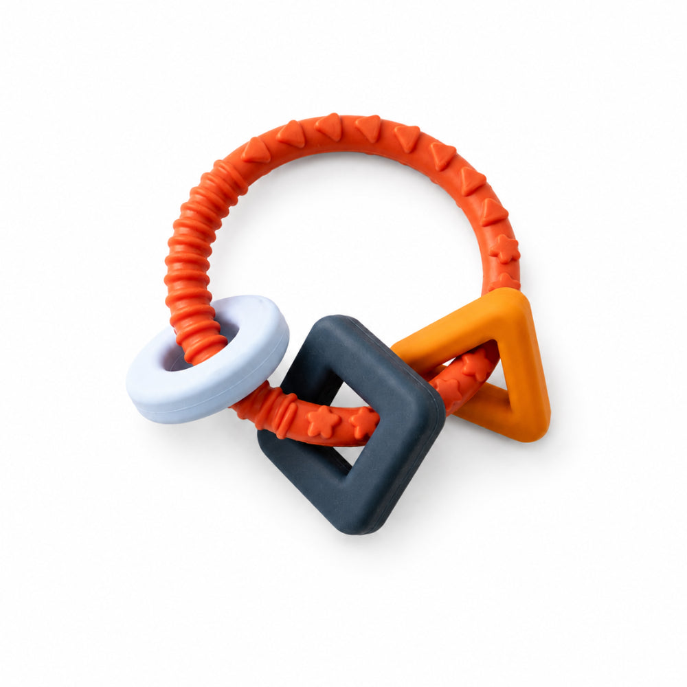 Peek-A-Boo Collection Baby Silicone Shape Teething Ring - ORANGE