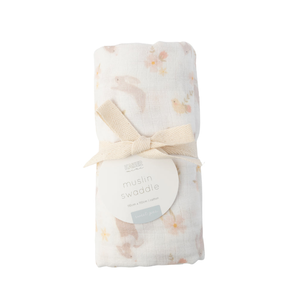 Sweet Pea series Muslin Swaddle - FLORAL FARM
