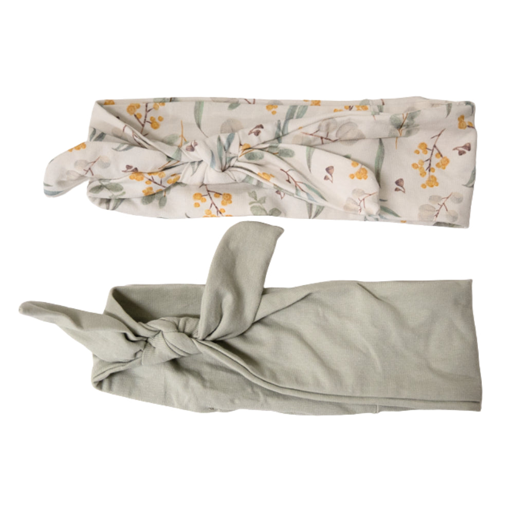 Baby Headbands 2pk  - WATERCOLOUR FOLIAGE
