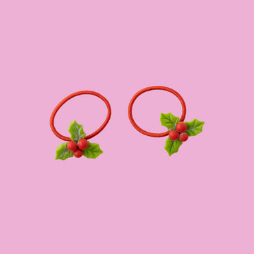 Kaiser Mini Christmas 2 Pack Fabric Hair Ties - Holly